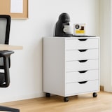 thumbnail of Relaxdays Rollcontainer, 5 Schubladen, HxBxT: 66,5 x 48 x 39,5 cm, Büroschrank, Aktenschrank mit Rollen, braun/schwarz