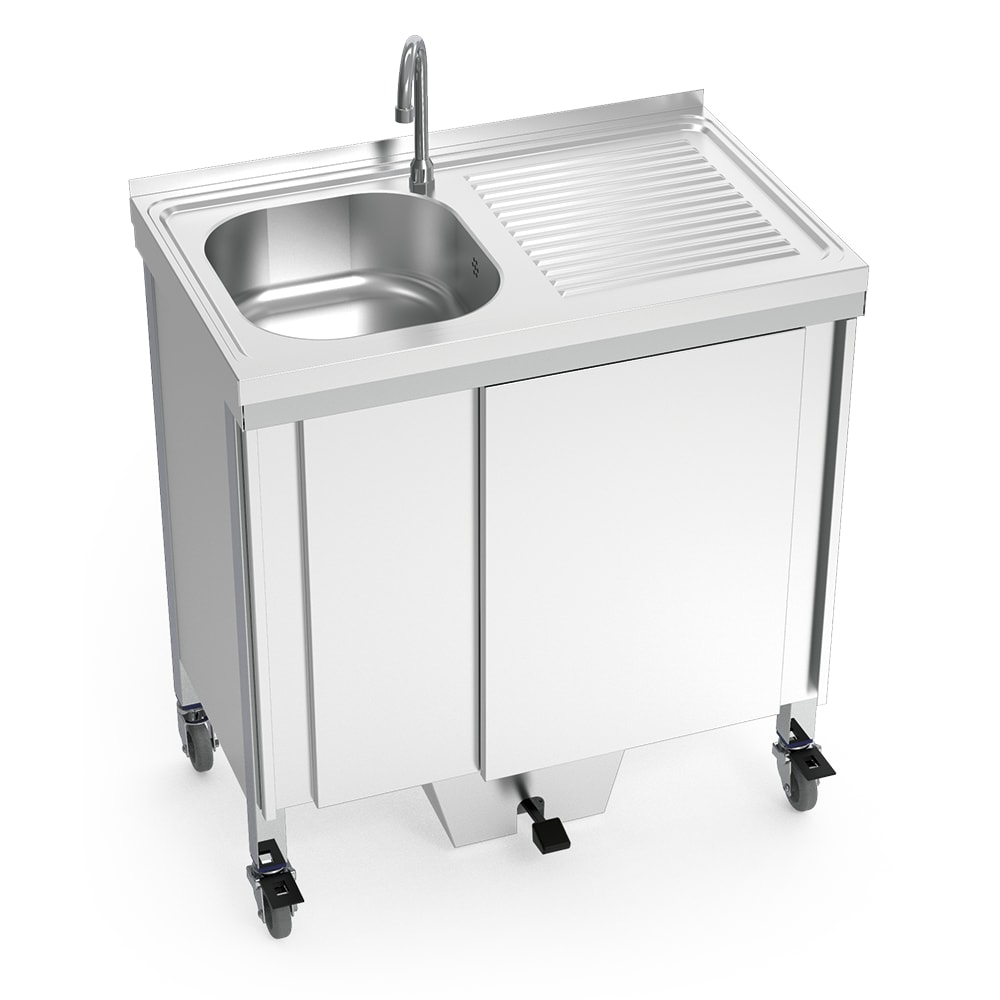 Fregadero autónomo con una cubeta y escurridor derecha 800x500x850 mm