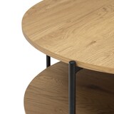 thumbnail of Table basse 2 plateaux en métal et bois D 90 x H 42,5 cm