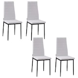 thumbnail of Pack de 4 sillas de comedor tapizadas en lino sillas de cocina modernas con respaldo alto y patas de metal carga 120 kg para salón 41x50x97 cm blanco