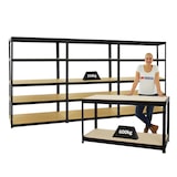 thumbnail of PROREGAL Mega Deal | 3x Schwerlastregal Big Elephant M & 1x Höhenverstellbare Werkbank Big Dino | Fachlast bis zu 600kg | Schwarz | Stecksystem