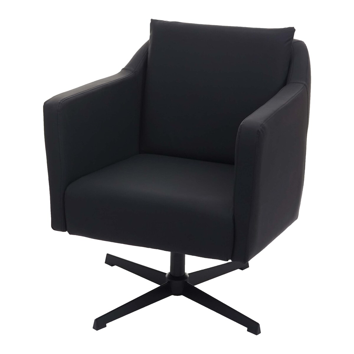 Mendler Lounge-Sessel HWC-H93b, Sessel Cocktailsessel Relaxsessel mit Fußkreuz, drehbar ~ Kunstleder schwarz