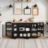 thumbnail of Sideboard 138x40x85 cm mit Schublade, Doppeltürfach und verstellbaren Einlegeböden, kippsicher und geräuscharm, Modernes Eurodesign Schwarz