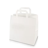 thumbnail of Papiertüten, Papiertaschen, Papiertragetaschen weiß, flacher Henkel 400 Stück, umweltfreundlich