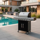 thumbnail of Barbecue a Gas Professionale XXL Da 19 kW con 6 Bruciatori in Acciaio Inox Fuoco Laterale Termometro Griglia Di Cottura 70x42 Cm 140×50×120 Cm Nero