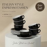 thumbnail of Muvell 6x Espressotassen á 60 ml | Schwarz | Italian Style | extra dickwandig mit 0,8 cm & schwere Ausführung | Set mit Untertassen - Geschenkset