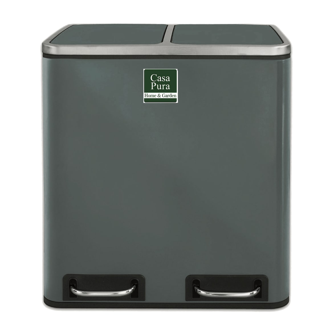 Mülleimer aus Edelstahl "Felix" - Trennsystem - Mit Schließdämpfer / 2 x 15 Liter (30 L) Anthrazit