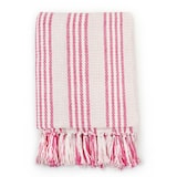 thumbnail of vidaXL Überwurf Baumwolle Streifen 220 x 250 cm Rosa und Weiss