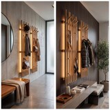 thumbnail of MCA Painel de roupeiro HWC-P57, roupeiro de parede Calha de roupeiro Roupeiro de madeira, madeira maciça 135x40cm carvalho