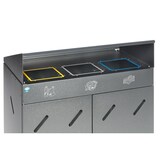 thumbnail of PROREGAL Robuste Wertstoffsammlstation 3-Fach-Einwurf | 300 Liter, HxBxT 118,5x89x50cm | Verzinkter Stahl | Grau | Mülleimer Abfalleimer Müllkorb