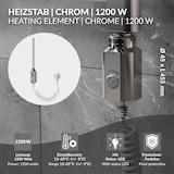 thumbnail of ECD Germany Heizstab 1200 W Chrom – Elektrischer Heizstab mit Thermostat & Temperaturregler, Heizpatrone mit Stecker für Badheizkörper &