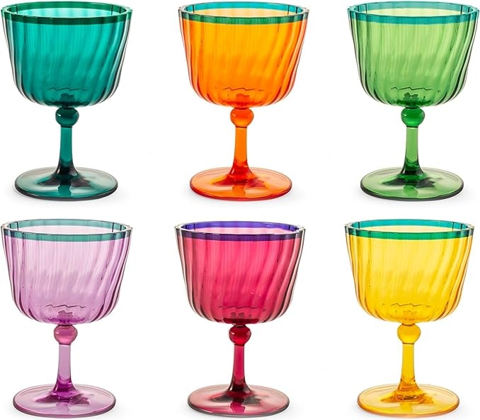 H&H - Set 12 Calici, in Acrilico Colorato, 25cl, Lavabili in Lavastoviglie max 40°C –  Perfetti per Barca, Piscina, Esterni