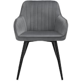 thumbnail of tectake Stoel Marilyn, fluweeloptiek, gestikt - grijs / zwart, Set van 6 - 405738