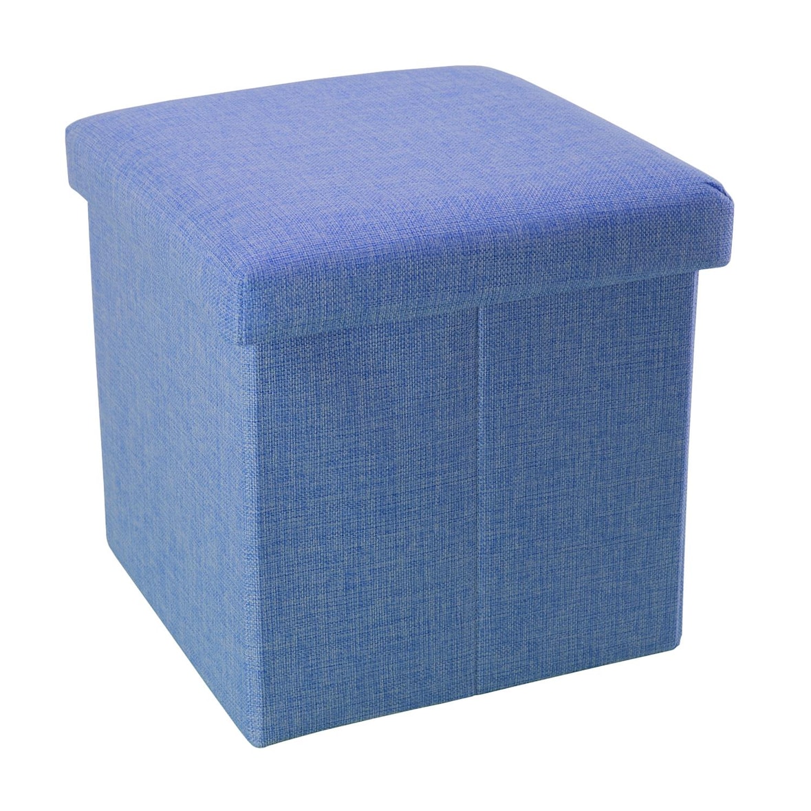 Intirilife Faltbarer Sitzhocker 38x38x38 cm in MEER BLAU - Sitzwürfel Fußhocker mit Stauraum und Deckel aus Stoff in Leinen Optik