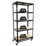 thumbnail of PROREGAL Kommissionierwagen BÜFFEL Fahrbares Kommissionierregal 190x90x50cm 5 Ebenen Fachlast 50kg 4 Lenkrollen, davon 2 mit Feststellbremse