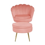 thumbnail of SalesFever Pufe | rodada | Capa em tecido veludo rosa | Estrutura metálica dourada | L 52 x P 52 x A 41 cm