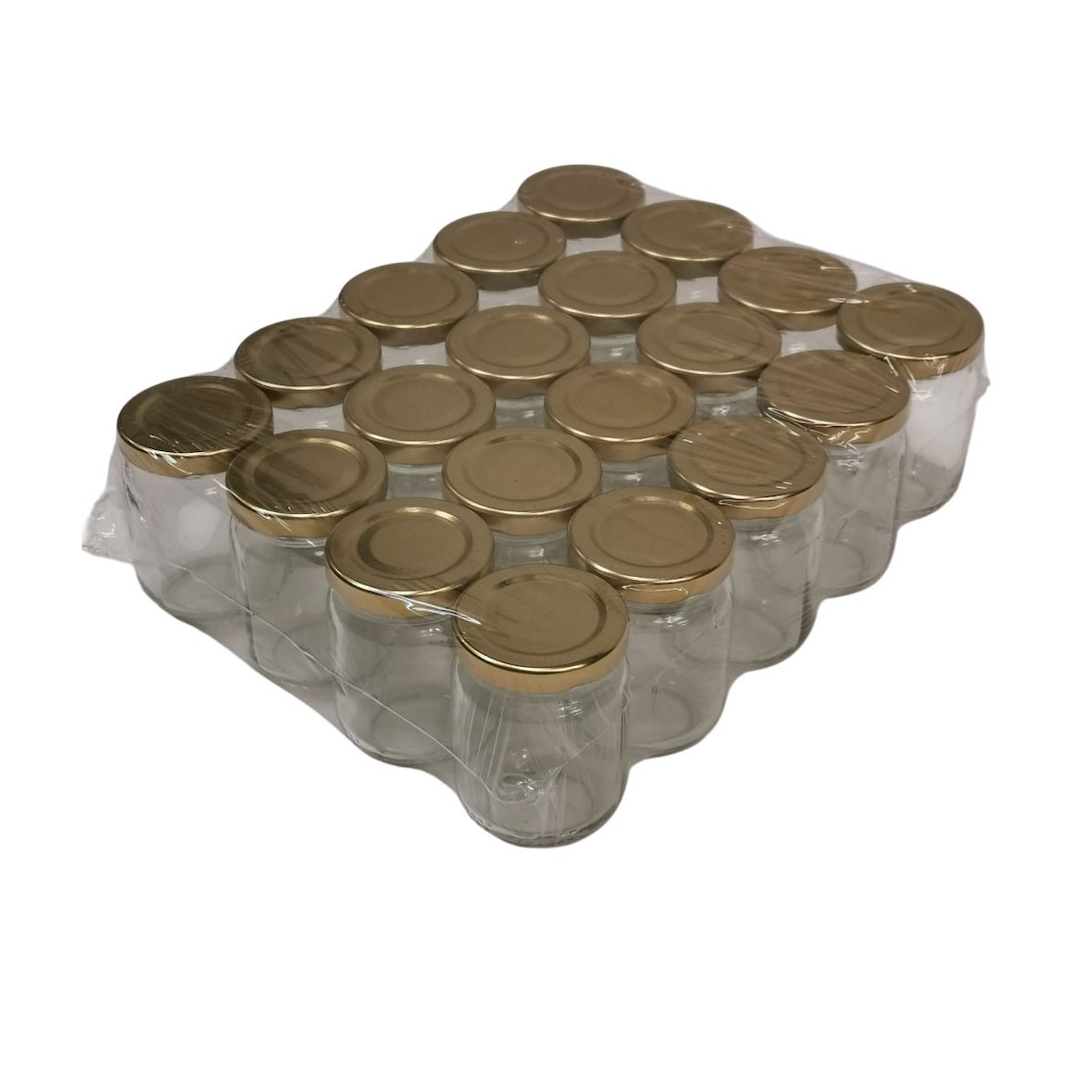 20 Pots verre standard 125 gr (100 ml) avec capsules or