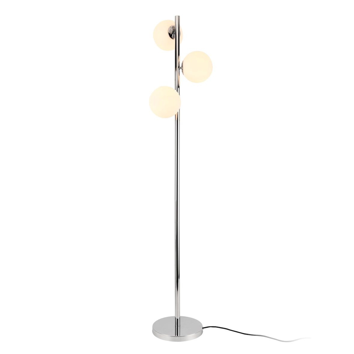 Helloshop26 - Lampadaire Lampe à Pied Lampe sur Pied Métal et Verre 3 x E14 154 cm Chrome et Blanc 03_0002438
