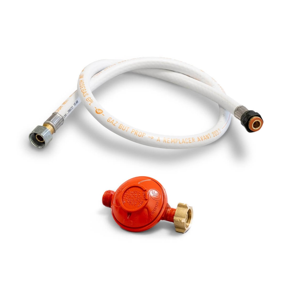 Regulador de gas PROPANO 37 mbar + Manguera flexible de gas butano/propano 1,00 m