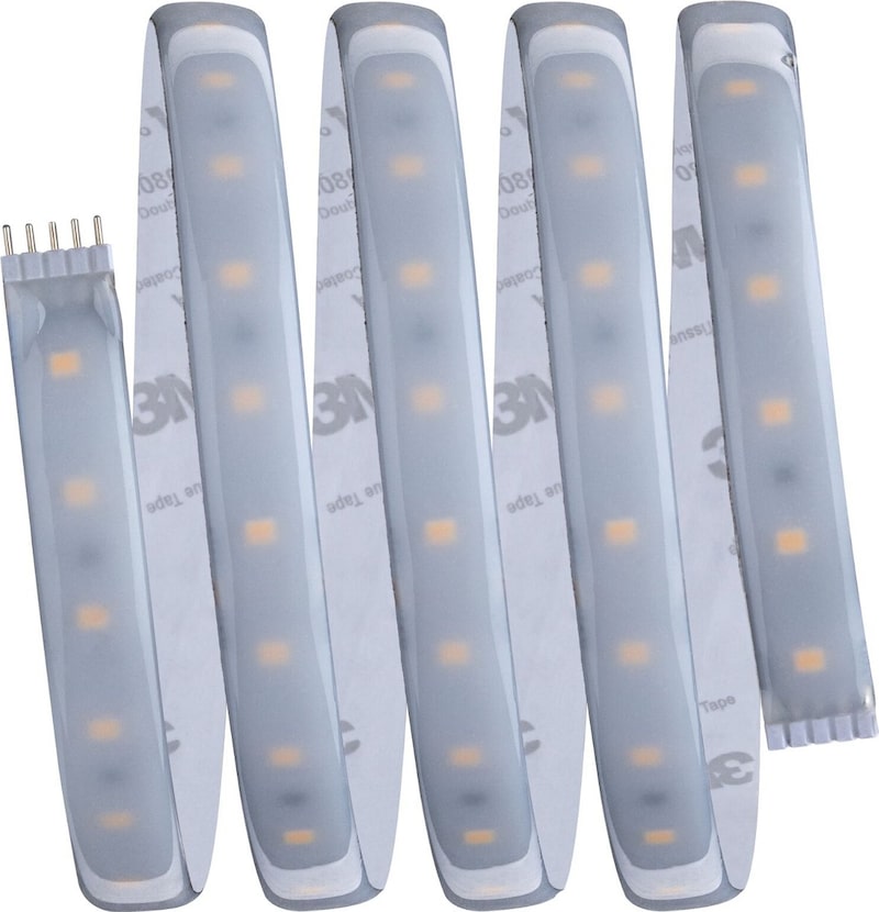 Eine aufgerollte LED-Lichtleiste mit Klebeband.