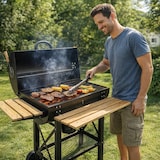 thumbnail of Barbecue A Carbone Con Ripiani Laterali BBQ Grill Da Giardino Con Cassetto Raccogli Cenere 110 x 70.5 x 101.5 Cm Nero