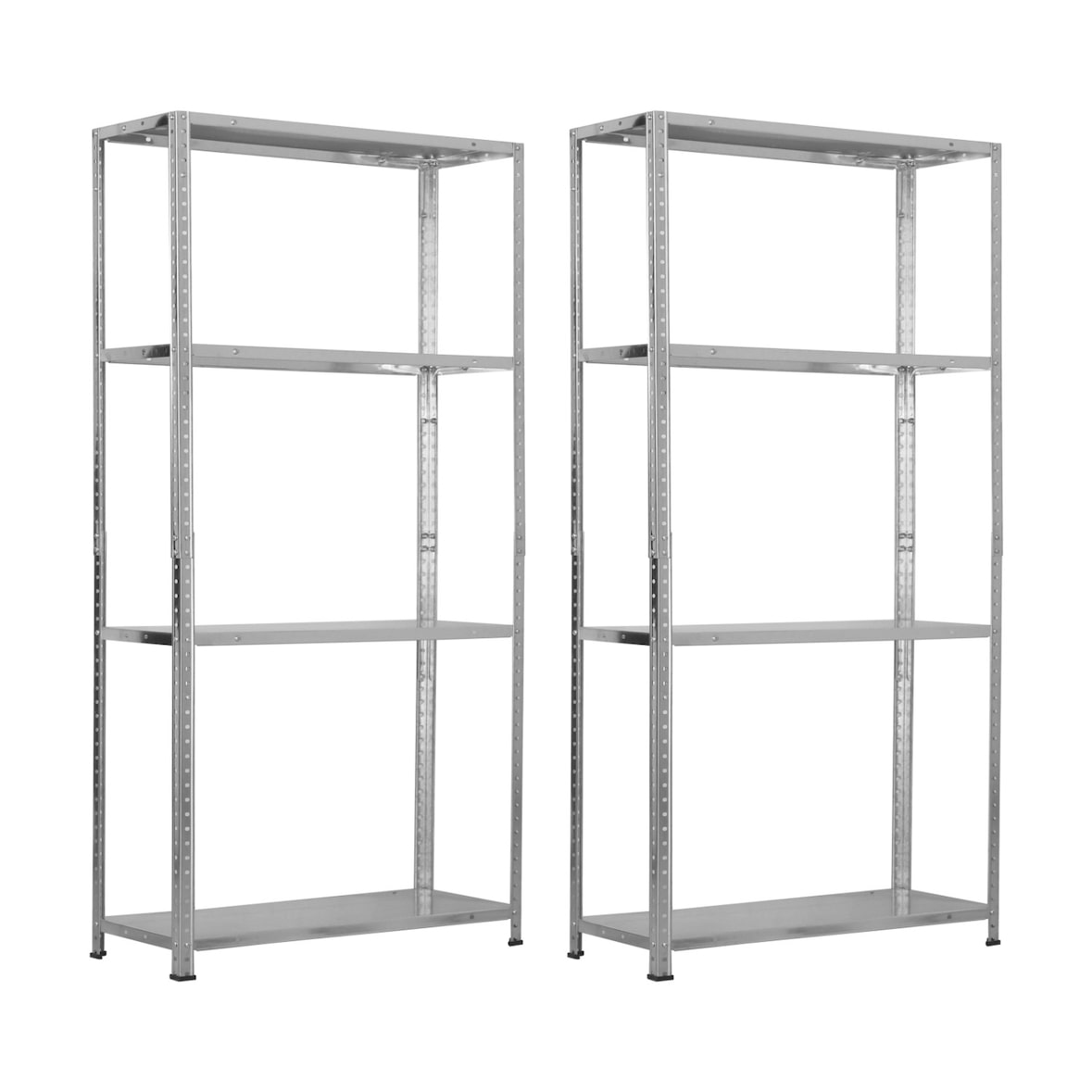 Pack 2 modulare SteelSmart-Metallregale mit 4 grauen Regalen, 160 kg, 145 x 30 x 70 cm, 7house