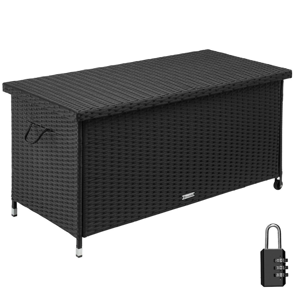 tectake Wicker opbergbox Kiruna met kunststof gaas, 120x55x61,5cm, 270l - zwart - 404594