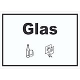 thumbnail of Glas Mülltrennung Schild Text Symbol Scheibe Flasche waagerecht A6 Rückseite selbstklebend
