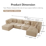 thumbnail of Merax 4-Sitzer Modulares Sofa mit 2x Hocker, Cloud Sofa Cord rahmenlos, Lounge Sofa bodennah, mit breiten Armlehnen, Beige
