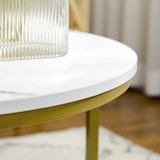 thumbnail of 2 Couchtische Stahl Weiß/Gold rund, Satztisch-Set in Marmoroptik, ineinander stellbar, Ø74x46,3 cm und Ø59x38,5 cm