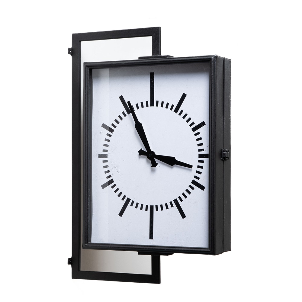 Horloge gare 60 cm -  Noir Rectangle Métal Amadeus 40x12 cm