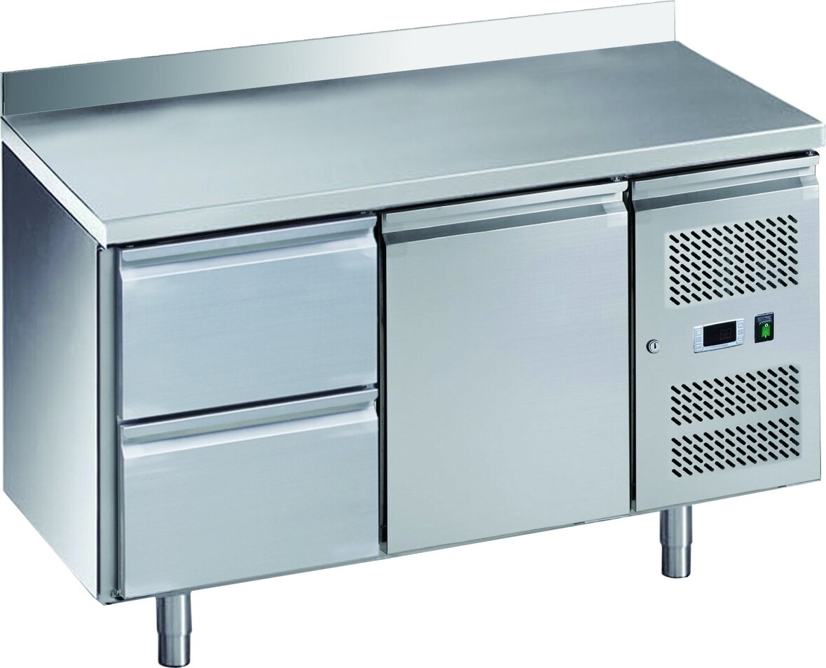 GastroHero Kühltisch ECO 1/2 mit Aufkantung - GN 1/1