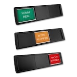 thumbnail of CombiCraft Schiebeschild 'Komm rein/Bitte klopfen/Nichtstören' in einem schwarzen Kunststoffschiebeprofil ca. 178x50mm - Pro Stück