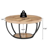 thumbnail of Mesa de centro redonda de madera Tribesigns, 2 niveles con estantes, veta de madera