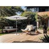 thumbnail of Tarrington House Sombrilla redonda Merida, aluminio, Ø 2.9 x 2.5 m, repelente al agua, blanco/gris