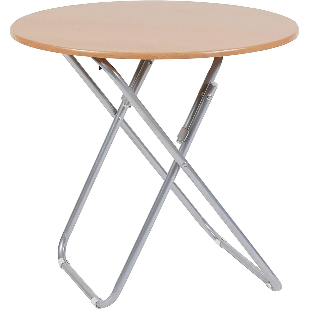 Mesa Redonda Dobrável em madeira e metal, 70x70cm