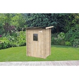 thumbnail of Angebautes Gartenhaus Bh19 Hobby Monopente 146x98 aus naturbelassenem Fichtenholz 19 mm mit Einzeltür und Fenster, Dach