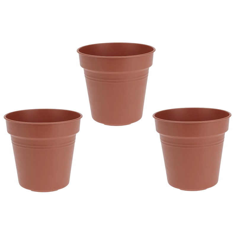 3 Blumentpfe Pflanzenkbel 13x14cm Plastik Braun Blumentopf Blumenkbel  Pflanzkbel Deko Garten Pflanzgef Plant Pot | METRO
