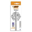 Bic balpen Cristal Re-new, zilveren lichaam, blauwe inkt, doos met 1 stuk en 2 navullingen