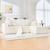 thumbnail of Modulares Ecksofa L Form Cord Beige 235x128x60 cm mit Chaiselongue für 2 Personen, vakuumverpackt, inklusive 2 Kissen, platzsparend