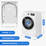 thumbnail of Bomann Waschmaschine WA7185 8 kg 1400 U/Min nur 72db Inverter Motor