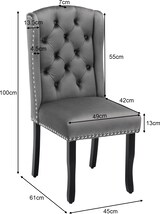 thumbnail of Esszimmerstuhl 2er Set Samt Grau 100x61x45 cm mit Eichenbeinen Knopfheftung Nieten Chromgriff, moderner Polsterstuhl für Küche und Wohnbereich