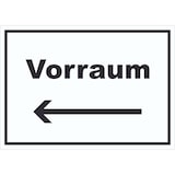 thumbnail of Vorraum Schild mit Text und Richtungspfeil links Diele Vorzimmer waagerecht A6 (105x148mm)