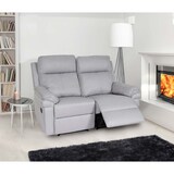 thumbnail of 2-zits bioscoopfauteuil HWC-L94, relax TV-fauteuil met armleuning, relaxfunctie Nosag-vering stof/textiel ~ lichtgrijs