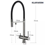 thumbnail of KLARWERK® Lana | Flex 3-Wege Armatur Edelstahl Schwarz matt|Filter Trinkwasser Wasserhahn Küche | Osmose Sprudel Mischbatterie U-Auslauf 3 Anschlüsse