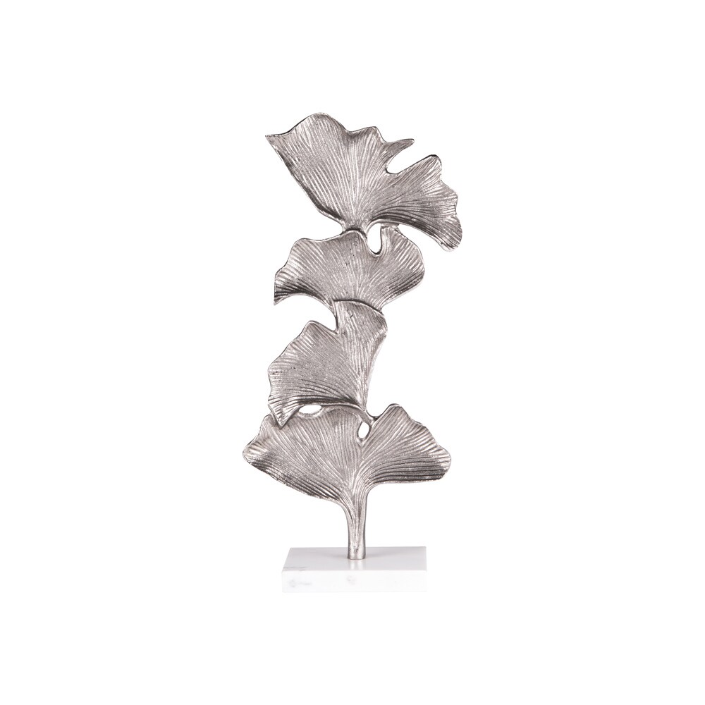 Sculpture Ginkgo fonte argent 20x41 cm -  Argent / Métallique Rectangulaire Fonte émaillée Table Passion 20.00x17.00 cm
