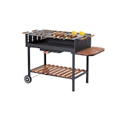 thumbnail of Tarrington House Grelhador a carvão Bratislava, aço/cmadeira de pinho, 143 x 68 x 90 cm, 2 rodas, prateleira lateral, grelhas reguláveis, preto