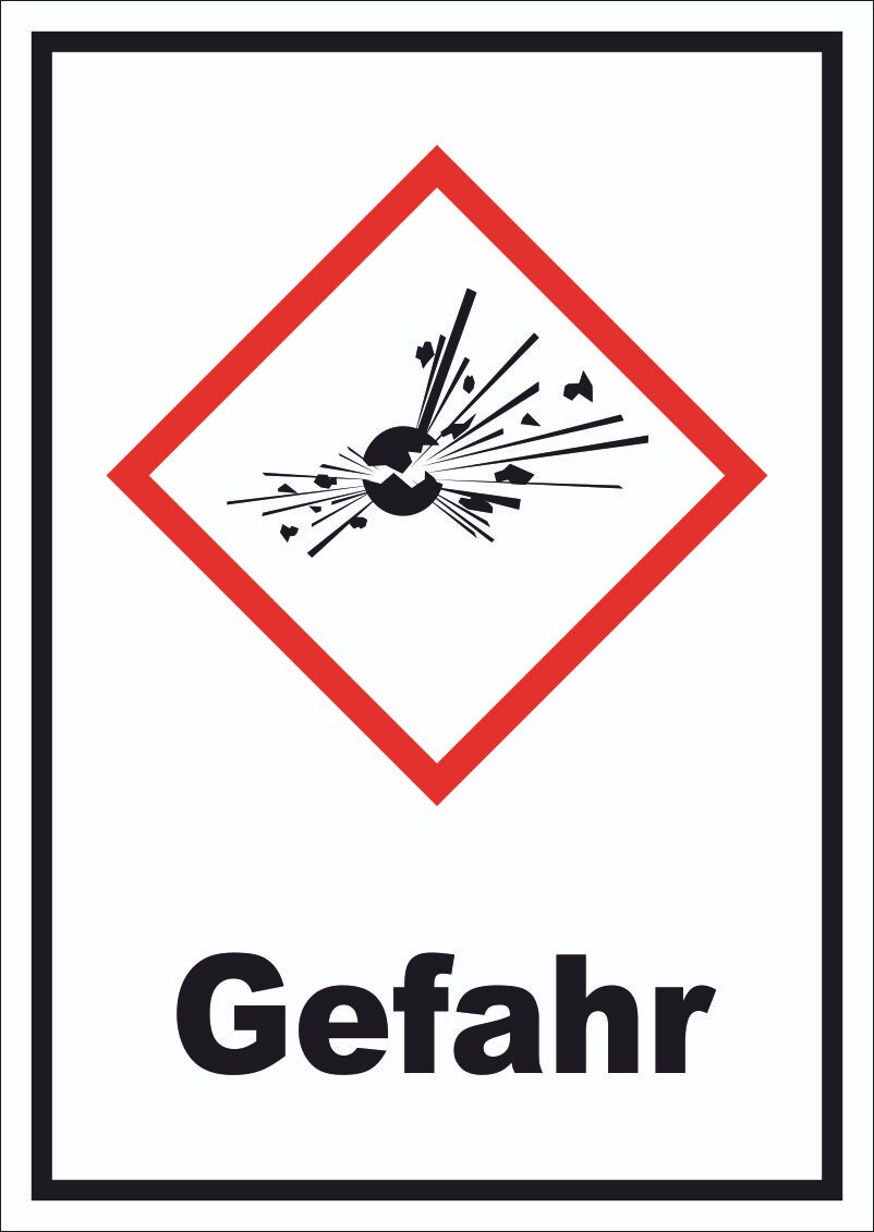 Schild Instabile explosive Stoffe Gefahr Explosion hochkant A3 (297x420mm)