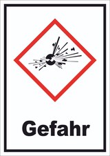 thumbnail of Schild Instabile explosive Stoffe Gefahr Explosion hochkant A3 (297x420mm)