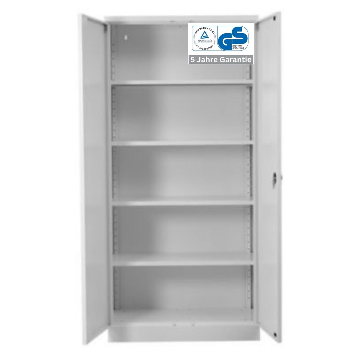 PROREGAL Stahlschrank BEE mit 7 lackierten Fachböden | HxBxT 195x92x42cm | Weiß-Weiß | Werkstattschrank Werkzeugschrank Aktenschrank Universalschrank